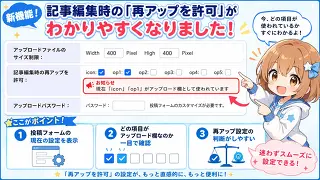 記事編集時再アップを許可をわかりやすく!システムのバージョンアップを実施