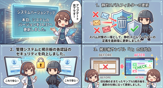 内部管理の調整と掲示板機能の近代化を実施しました